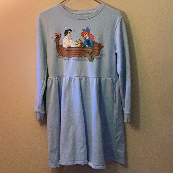 Disney Dresses & Skirts - Like new Woman’s Disney Cakeworthy little mermaid sweatshirt dress with pockets